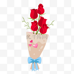 手绘玫瑰玫瑰图片_手绘浪漫玫瑰花束元素