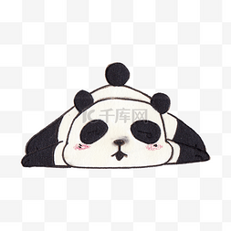手绘趴着的熊猫插画