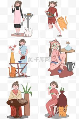 人物图片_养生进补人物插画合集