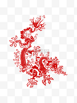 霸气中国风传统红色喜庆剪纸龙手