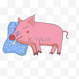 猪的插画jpg图片_手绘猪猪睡觉插画