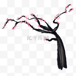 樱花瓣png图片_手绘一颗樱花树装饰