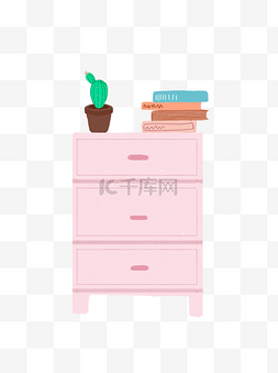 三个粉色抽屉的柜子元素设计