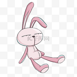 手绘儿童玩具布偶兔子插画