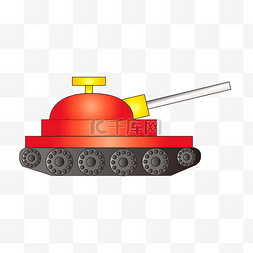 坦克图片_红色卡通坦克插画