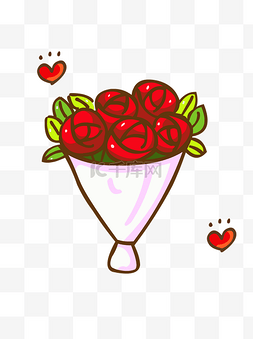 手绘花可爱卡通玫瑰花团矢量素材