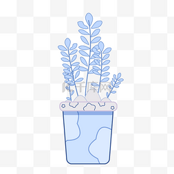 蓝色手绘小花图片_手绘小花植物盆栽