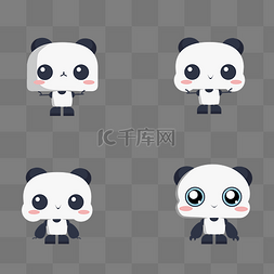 熊猫表情包素材图片_机器小熊猫手绘插画表情