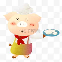 年金猪图片_猪年2019年金猪厨师包饺子