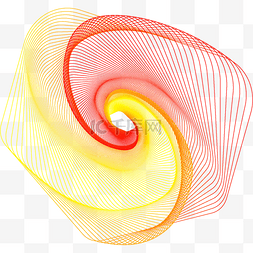 曲线几何图案图片_几何曲线唯美黄红色图案元素