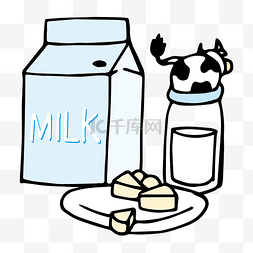 手绘可爱卡通轮廓画牛奶罐