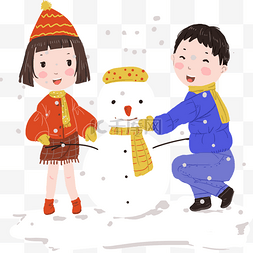 温馨时光图片_下雪天亲子之前堆雪人