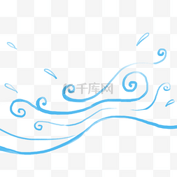 中国风蓝色手绘水纹