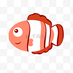 潜水卡通图片_鱼类保护自然小丑鱼红色白色