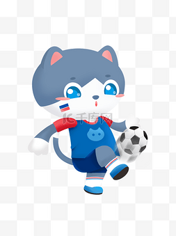 踢足球图片_卡通可爱猫咪IP形象插画变装设计-
