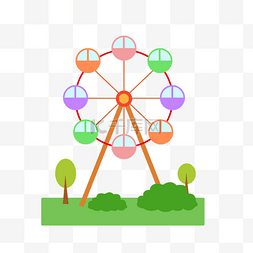 儿童节图片_卡通彩色的摩天轮设计矢量图