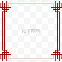 新年透明素材图片_中国风红色正方形矢量海报边框透