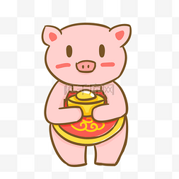 猪年2019年新年猪抱金元宝喜庆洋