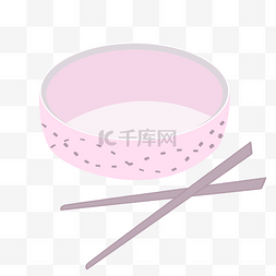 碗筷子卡通图片_卡通粉色碗具插画