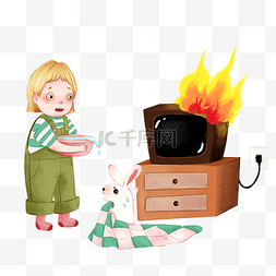 电器狂暑季图片_消防安全教育电器着火不要用水浇