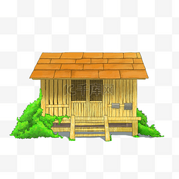 小木板图片_屋子平涂风格小木屋