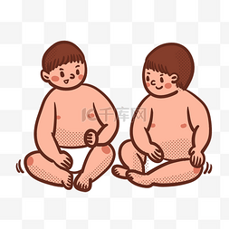 双胞胎图片_卡通矢量免抠可爱两个婴儿宝宝双