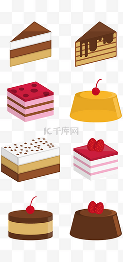 草莓巧克力蛋糕图片_卡通矢量卡通蛋糕糕点