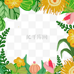 植物花朵丛林PNG装饰边框春日夏天