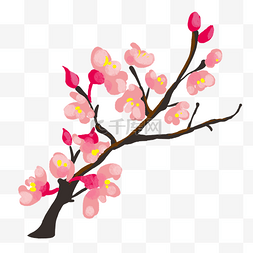 春天粉色的桃花插画