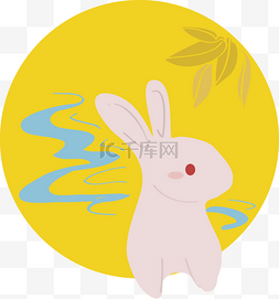 手绘月光图片_中秋节兔子和月亮