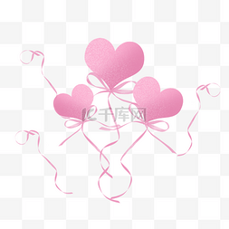 漂浮彩带气球图片_情人节粉色气球彩带下载