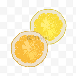 平面手绘装饰图片_柠檬橙子切片png免抠