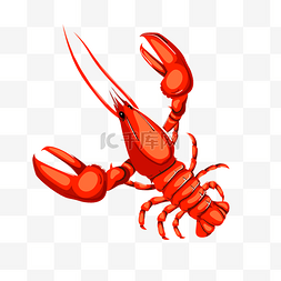坐着的小龙虾图片_红色的小龙虾插画