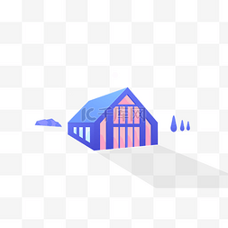 蓝紫色房子矢量插画