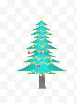小彩灯图片_卡通绿色圣诞树小清新设计