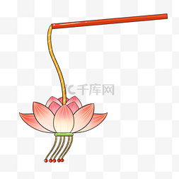 中国风图片_中元节鬼节红色莲花灯手绘插画