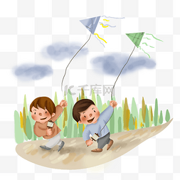 蓝天图片_秋分放风筝的儿童