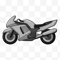 机车摩托车图片_灰色炫酷摩托车插画