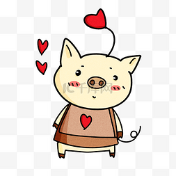可爱的小猪插画图片_白色的爱情小猪插画