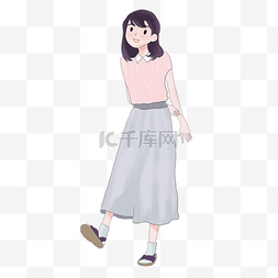 手绘俏皮可爱美女素材