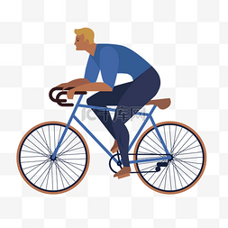 卡通矢量自行车图片_扁平化风格骑自行车的男人矢量素