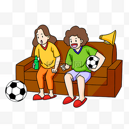 世界杯足球赛母女球迷插画
