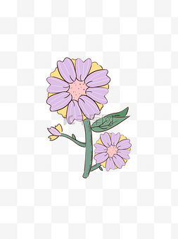 卡通手绘花紫色图片_手绘卡通可爱植物花朵花簇紫色元