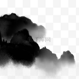 低调黑色图片_水墨黑色山水云彩