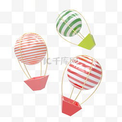 卡通立体糖果图片_3D卡通糖果色热气球卡通立体C4D电