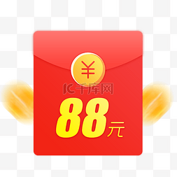 88元红色卡通漂浮弹窗红包