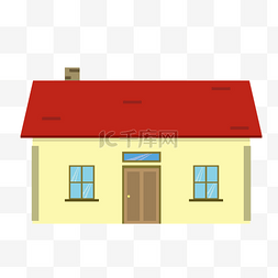 红色屋顶的房子手绘设计