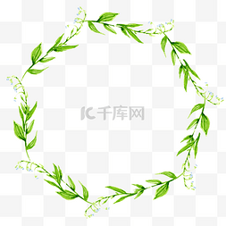 圆形绿色水彩花环