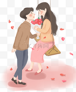 情人节女人图片_情人节情侣手绘插画