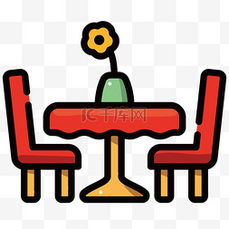卡通座椅图片_卡通红色餐桌插画